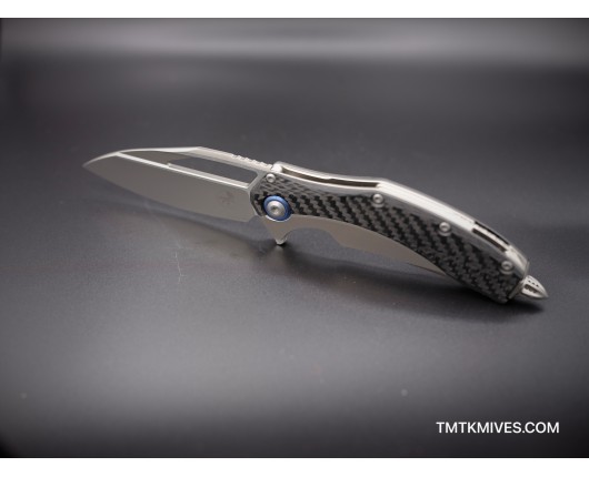 MATRIX - TITANIUM HANDLE BEAD BLAST STANDARD BLUE TI PIVOT COLLAR CARBON FIBER SCALES